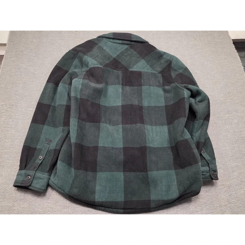 Freedom Foundry Mens XXL Green Black Buffalo Plaid Sherpa Lined‎ Fleece Shacket